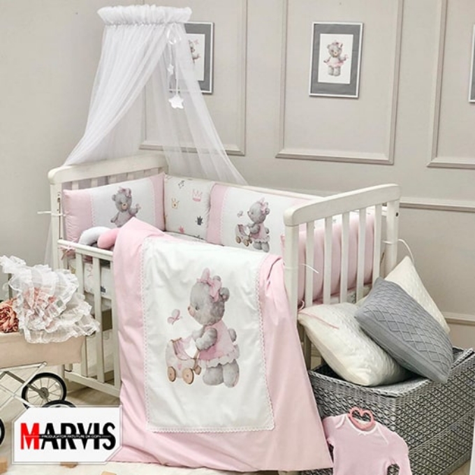 Lenjerie 8 piese teddy kids toys roz